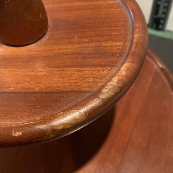 Vintage Genuine Woodcrodtery Wooden 2-Tier Rotating Serving Stand - Picture 7 of 7